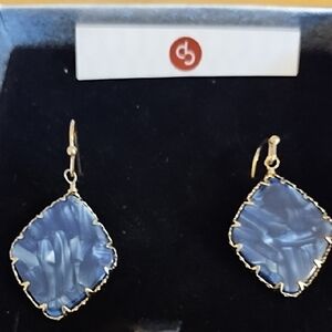 DRESS BARN NICKEL-FREE BLUE DROP 1" EARRINGS